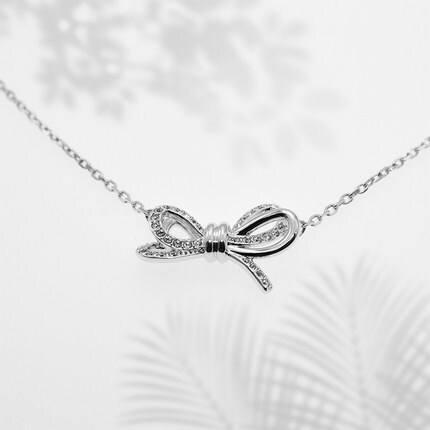 Swarovski Lifelong Bow Pendant Necklace, Rhodium Plated Crystal