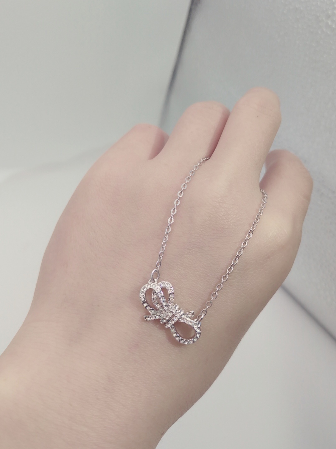 Swarovski Lifelong Bow Pendant Necklace, Rhodium Plated Crystal