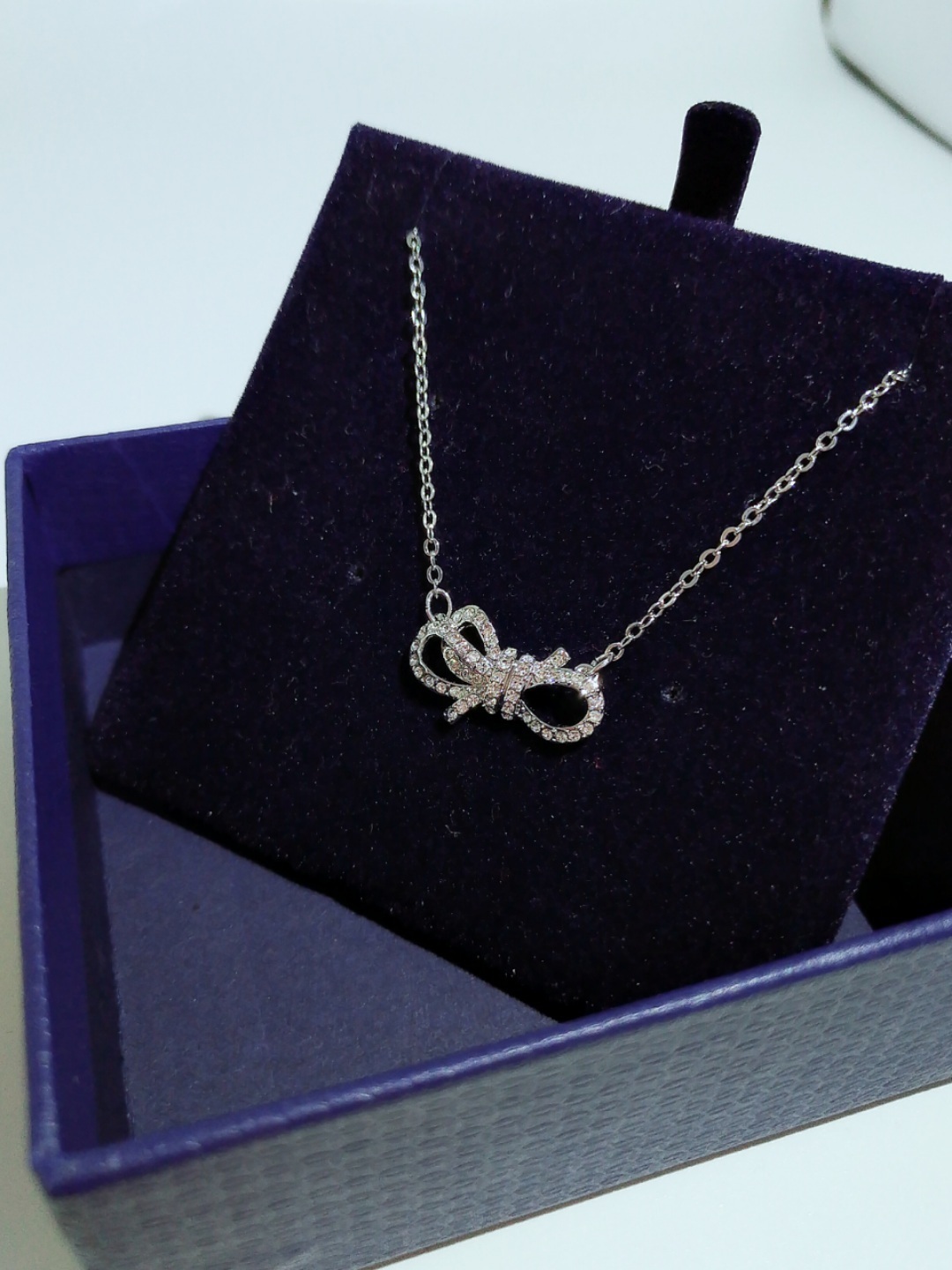 Swarovski Lifelong Bow Pendant Necklace, Rhodium Plated Crystal