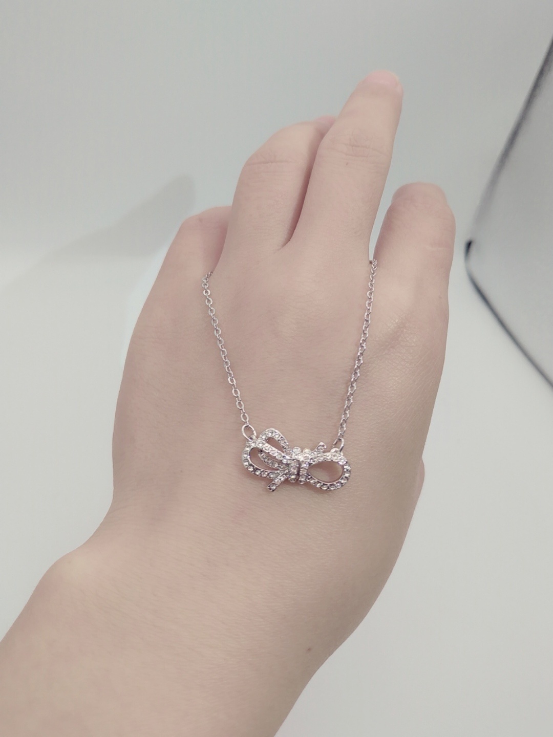 Swarovski Lifelong Bow Pendant Necklace, Rhodium Plated Crystal