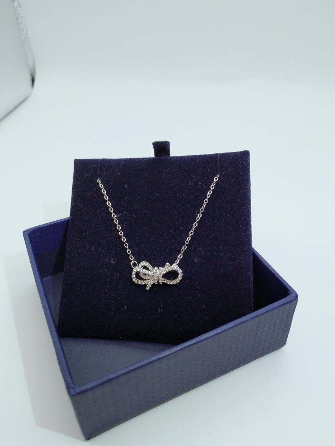 Swarovski Lifelong Bow Pendant Necklace, Rhodium Plated Crystal