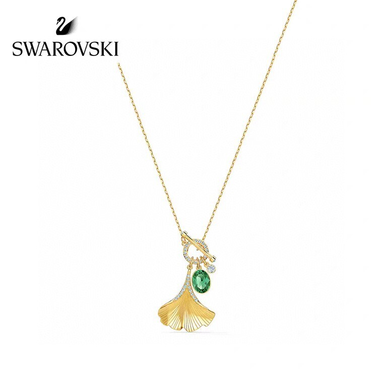 Elegant Swarovski Iconic Swan Gold-Tone Crystal Necklace