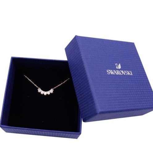 Rose Gold Baguette Diamond Arc Smile Pendant Necklace