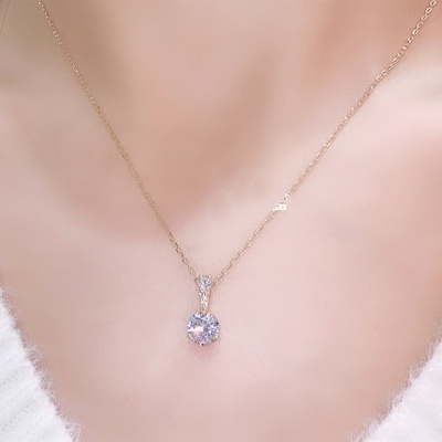 Golden Solitaire CZ Necklace