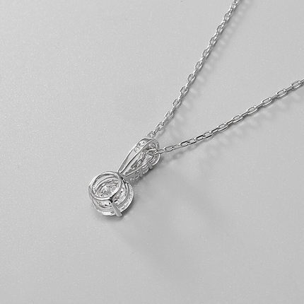 Elegant Rose Gold Round Solitaire Zirconia Pendant Necklace