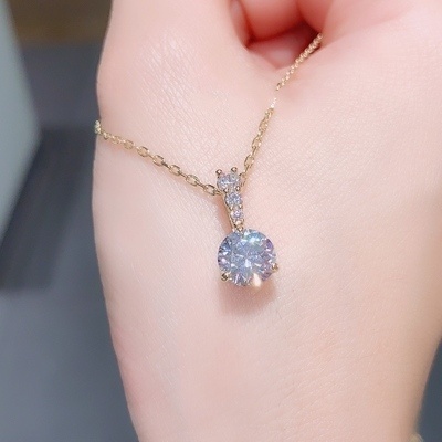 Elegant Rose Gold Round Solitaire Zirconia Pendant Necklace