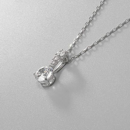 Elegant Rose Gold Round Solitaire Zirconia Pendant Necklace