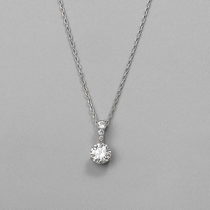 Elegant Rose Gold Round Solitaire Zirconia Pendant Necklace