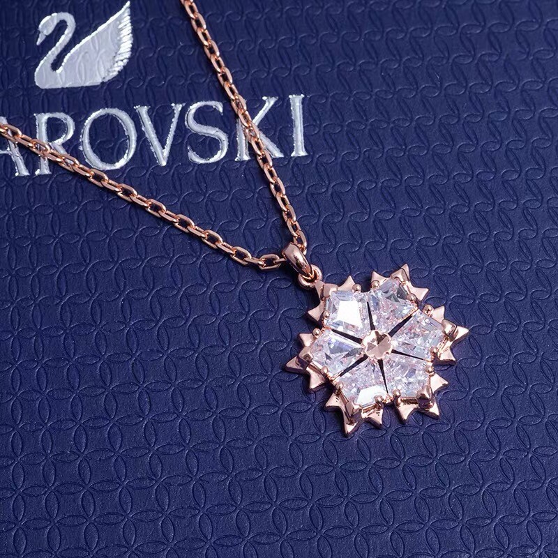 Swarovski Magic Snowflake Pendant Necklace - Rose Gold Tone Finish
