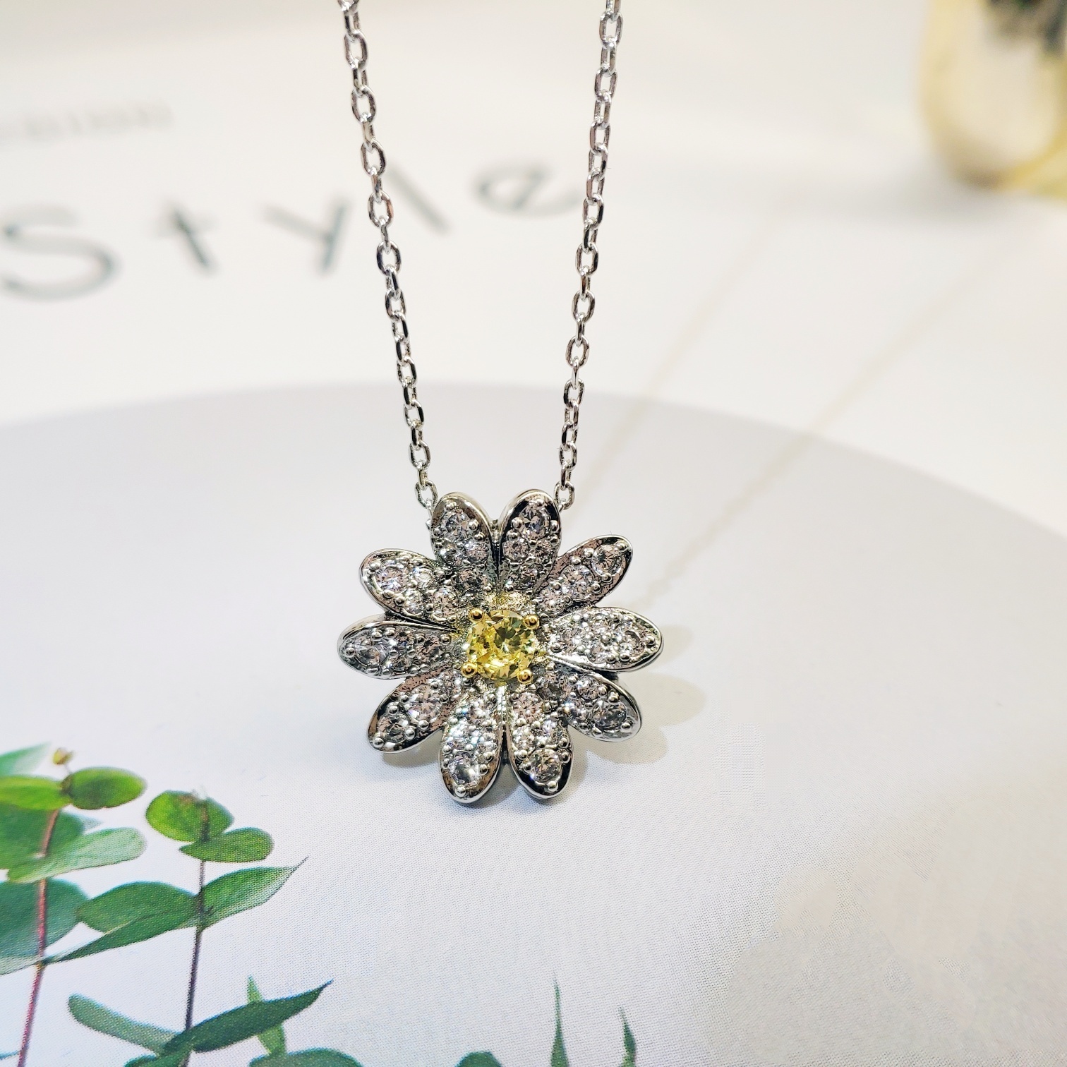 Swarovski Eternal Flower Daisy Pendant Necklace, Rhodium Plated