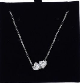 Elegant 925 Sterling Silver Interlocking Double Heart Necklace