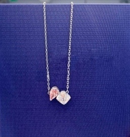 Elegant Pink and Clear Dual Crystal Pendant Necklace