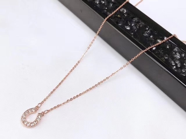 Swarovski Rose Gold-Tone Pavé Crystal Horseshoe Pendant Necklace