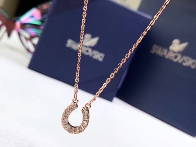 Swarovski Rose Gold-Tone Pavé Crystal Horseshoe Pendant Necklace