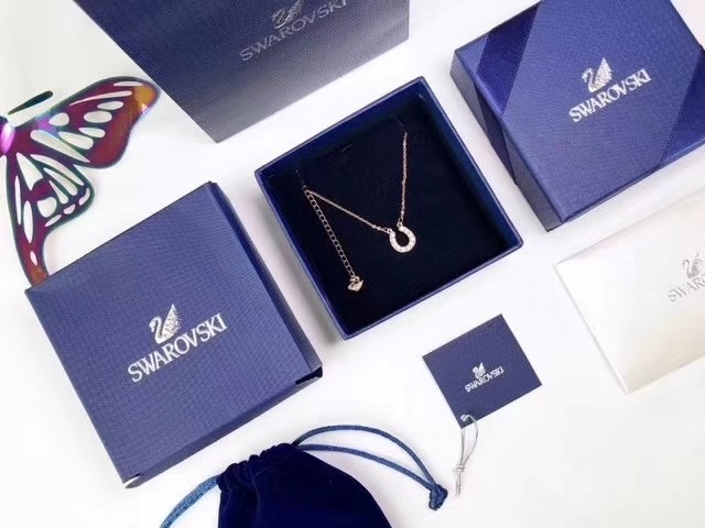 Swarovski Rose Gold-Tone Pavé Crystal Horseshoe Pendant Necklace