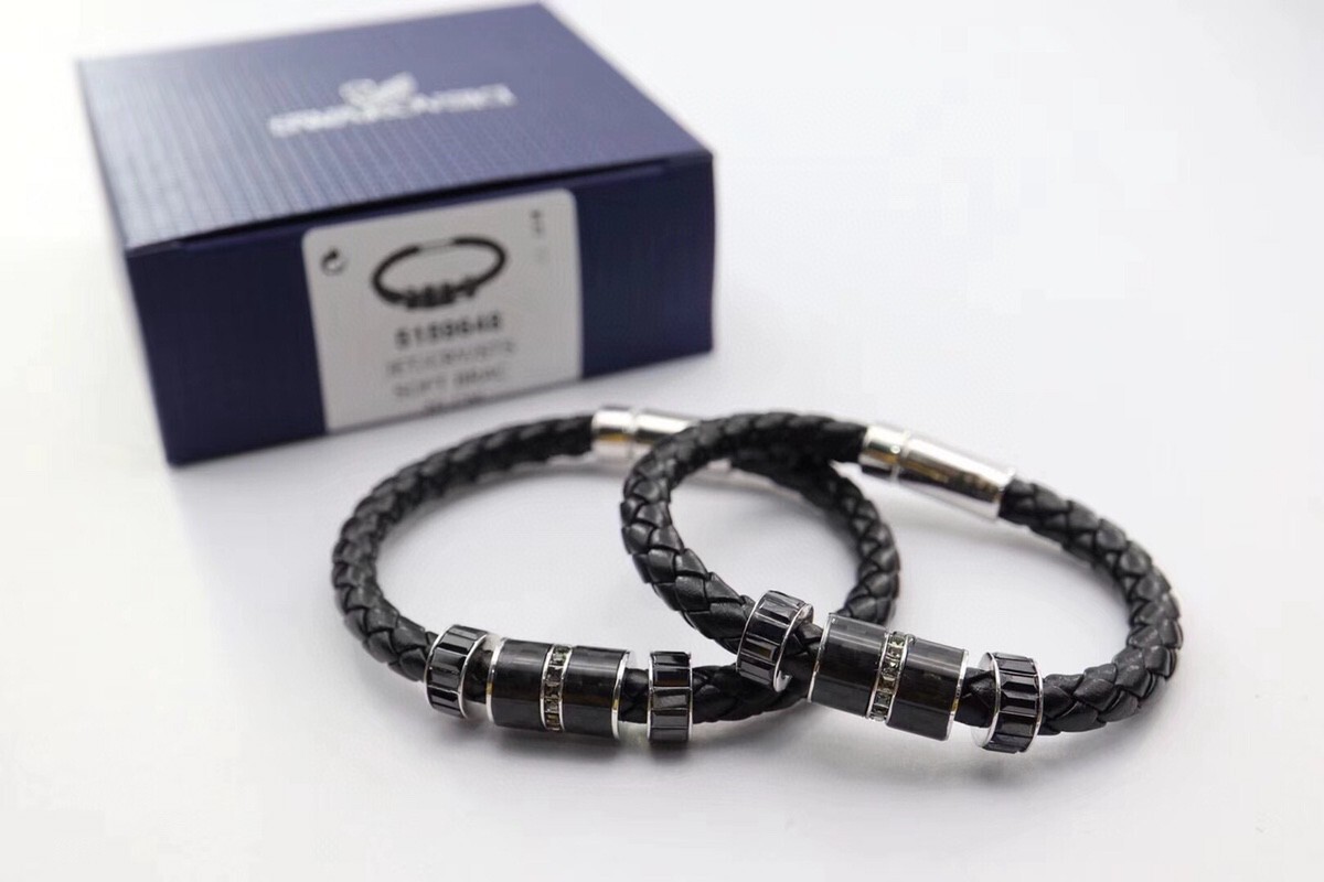 Men’s Black Braided Leather Bracelet with Stainless Steel Accents