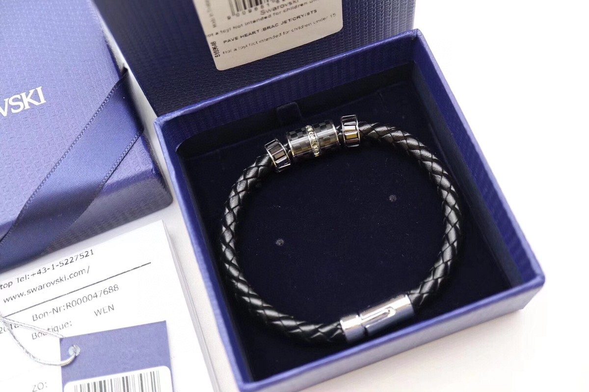 Men’s Black Braided Leather Bracelet with Stainless Steel Accents