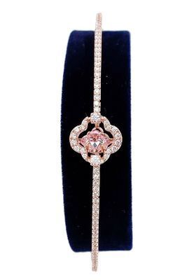 Elegant Rose Gold Pink Gemstone Floral Bangle Bracelet
