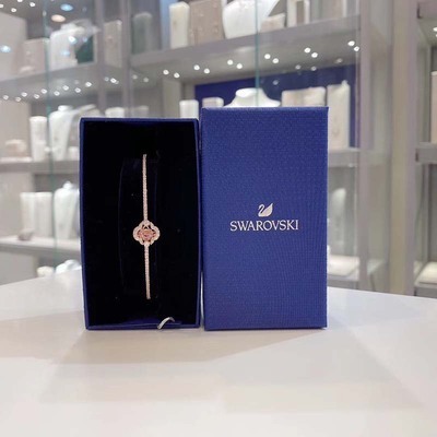 Elegant Rose Gold Pink Gemstone Floral Bangle Bracelet