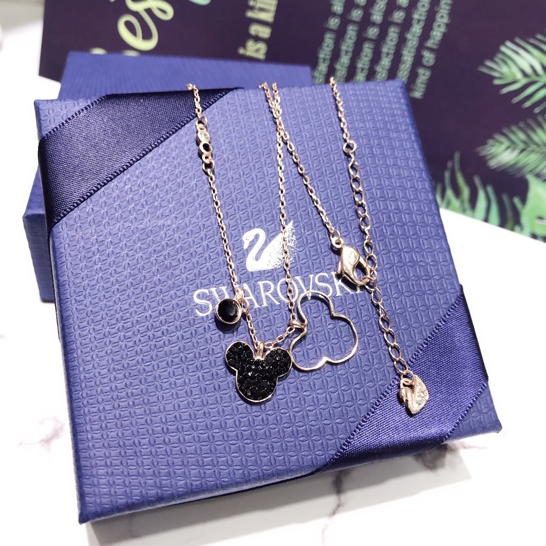 Swarovski Rose Gold Mickey Silhouette Necklace