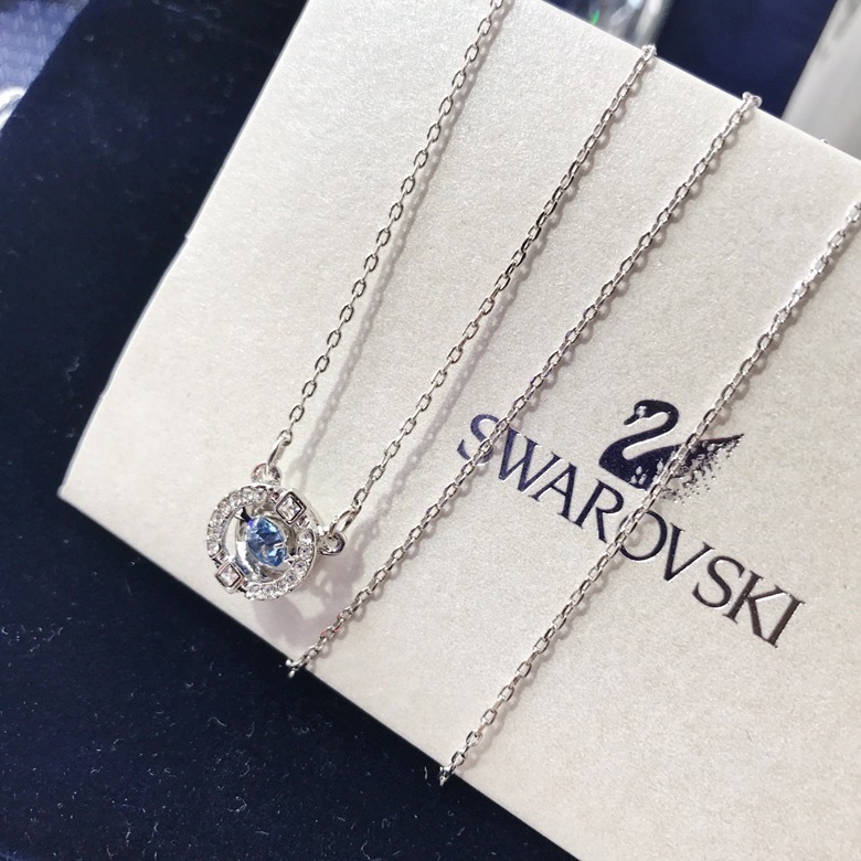 Swarovski Blue Crystal Circle Pendant – Swarovski Silver Blue Crystal