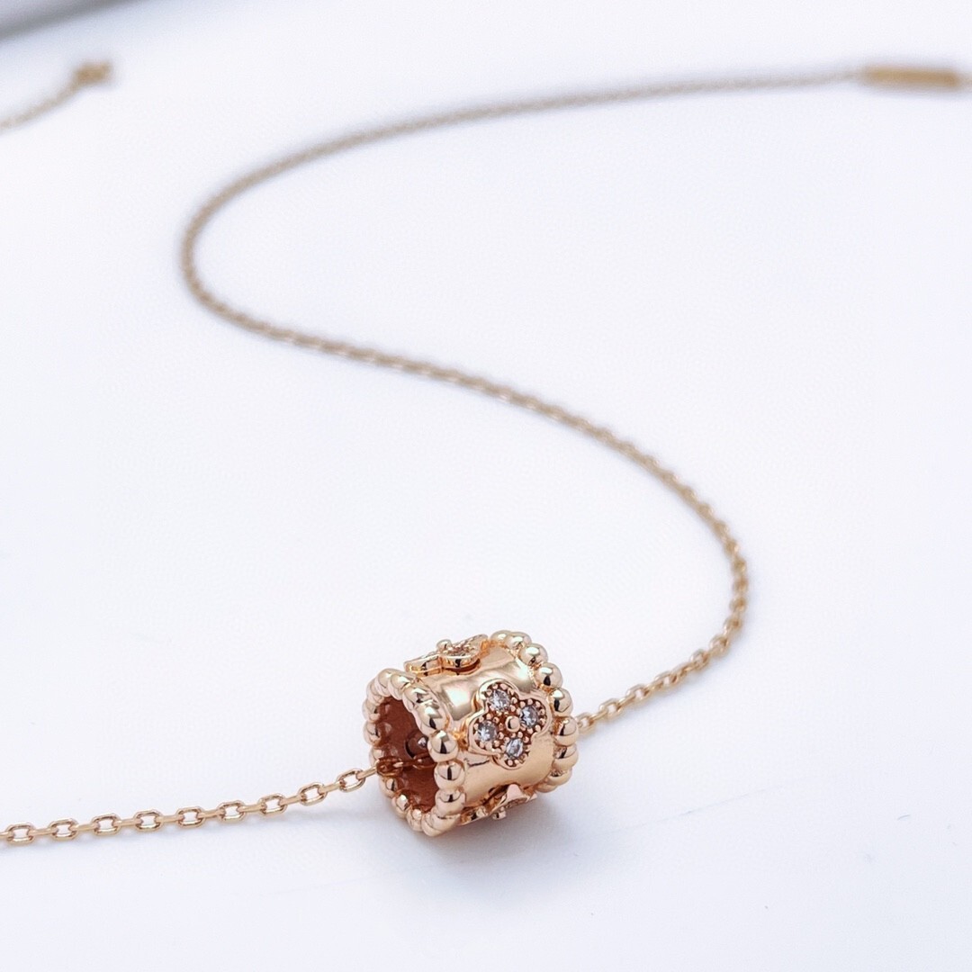 Van Cleef Rose Gold Necklace – Van Cleef Rose Gold Alhambra Cylinder
