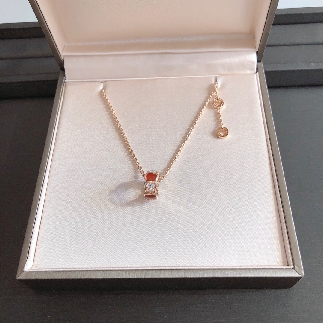 Bvlgari Rose Gold Carnelian Necklace – Diamond Accent