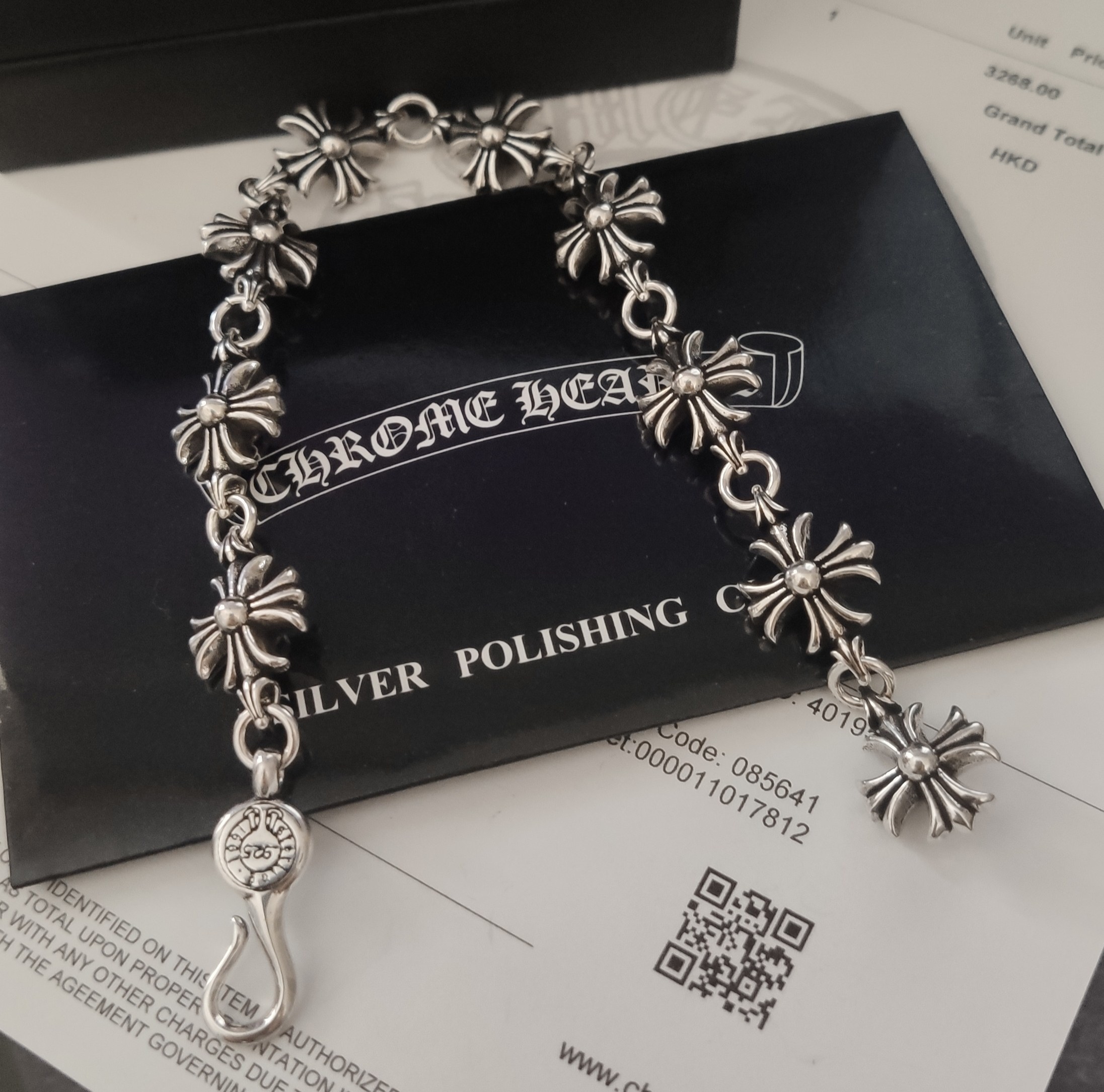 Chrome Hearts Style Silver Cross Bracelet – Premium Quality