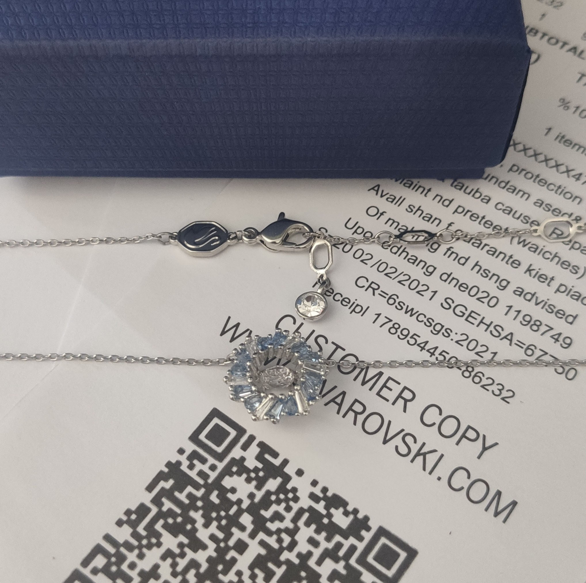 Swarovski Blue Crystal Bloom Necklace – Swarovski Silver Blue Crystal