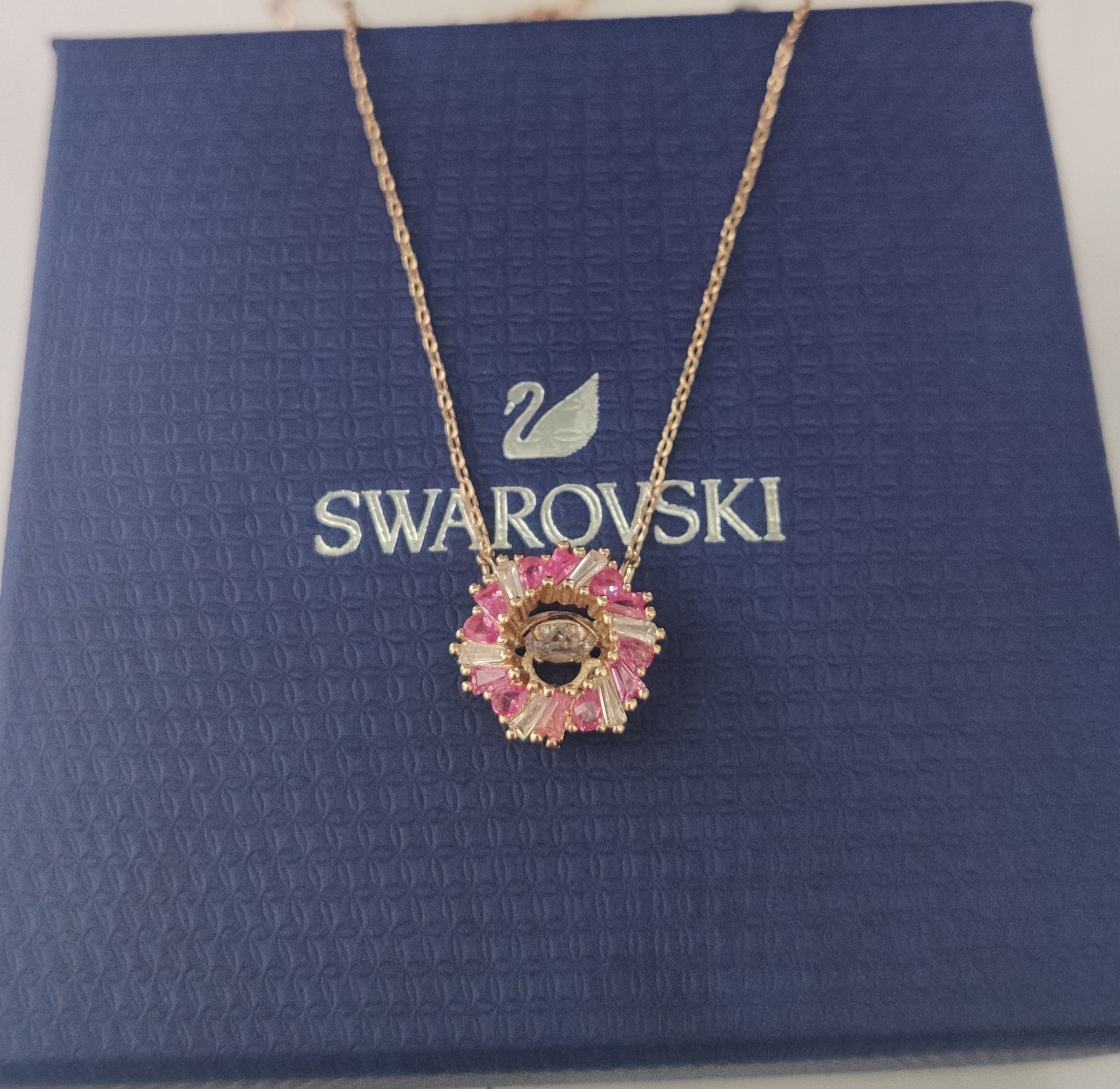 Swarovski Rose Gold Pink Crystal Halo Pendant