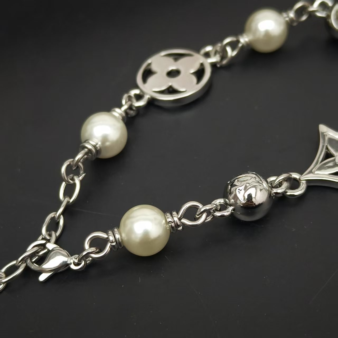 Louis Vuitton Silver Pearl Charm Bracelet – Iconic Monogram
