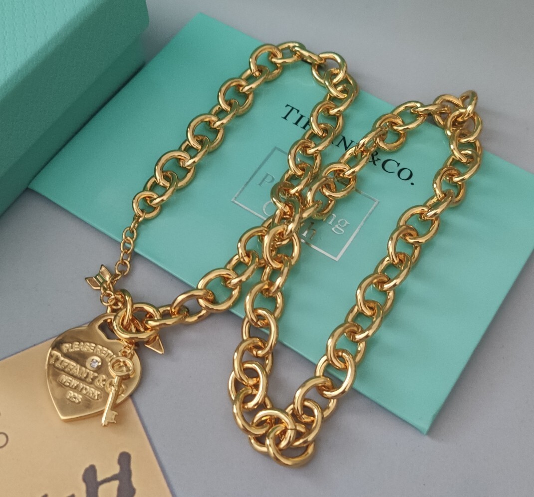 Tiffany Gold Heart Lock Chain Necklace