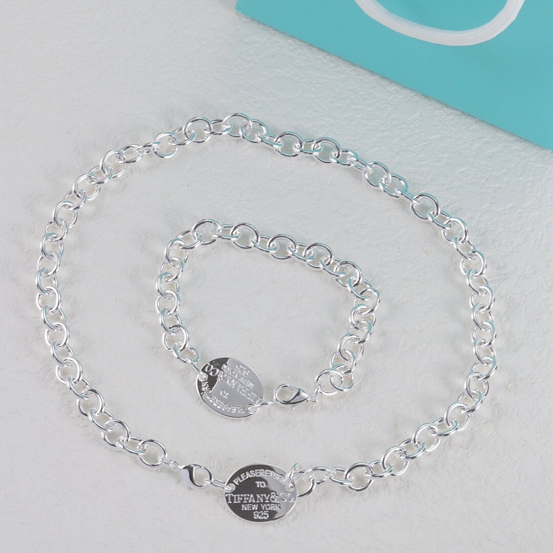 Tiffany Silver Tag Chain Necklace – Tiffany Silver Round Tag Chain