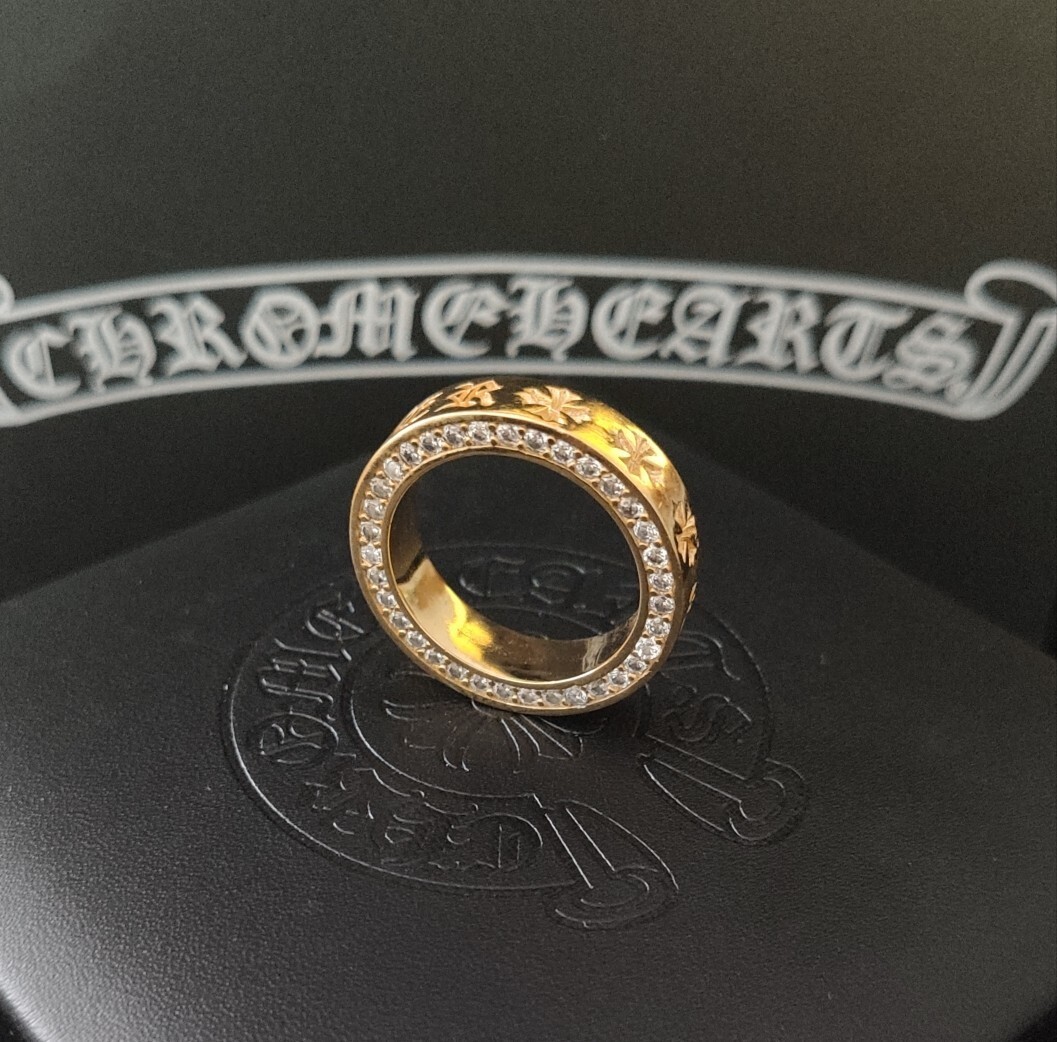 Chrome Hearts Gold Floral Diamond Ring