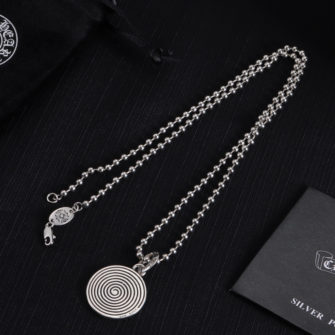 Chrome Hearts Silver Spiral Pendant Necklace – Unique Design