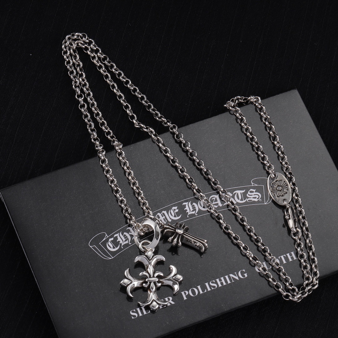 Chrome Hearts Fleur Cross Necklace – Chrome Hearts Sterling Silver