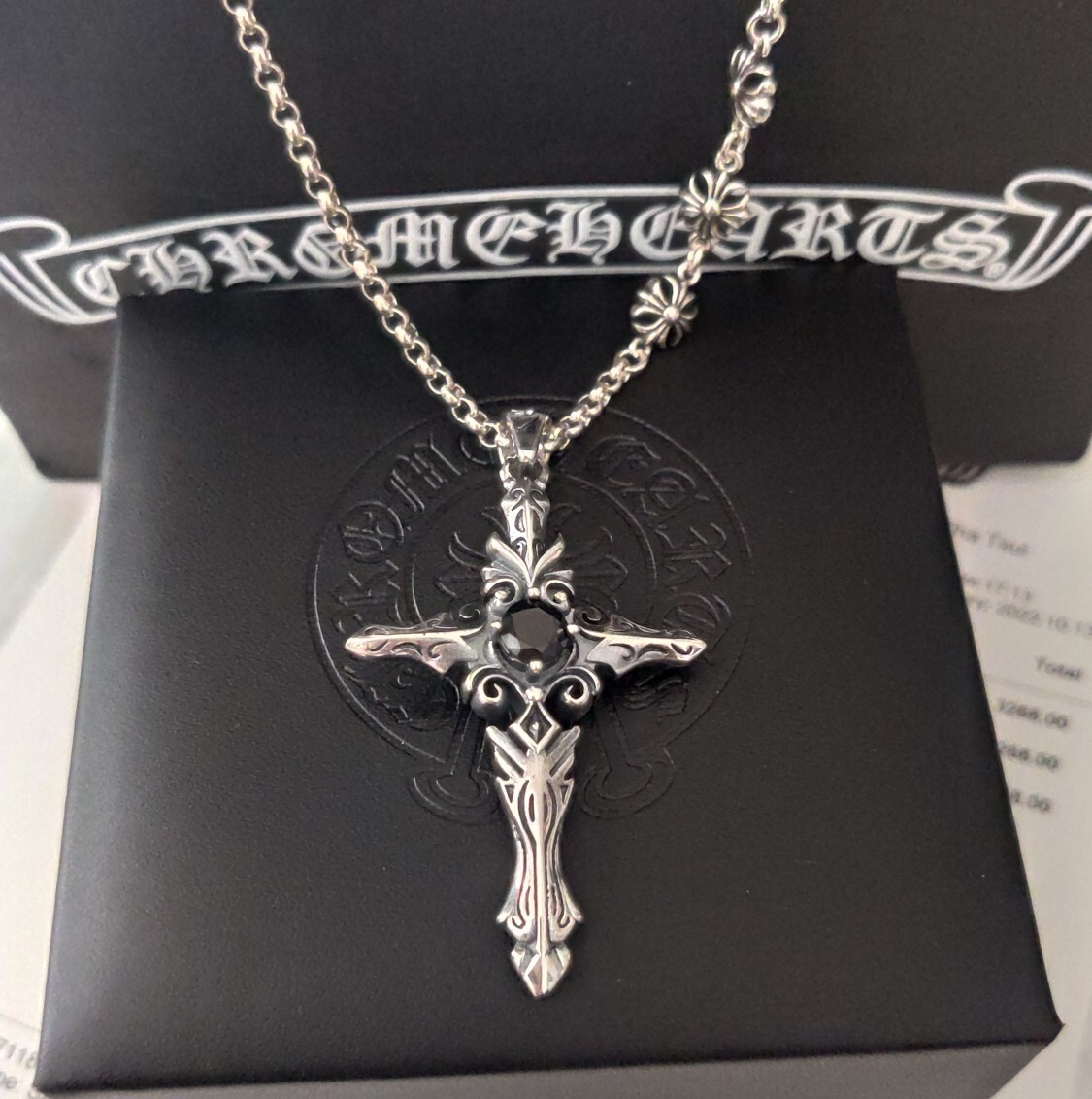 Chrome Hearts Silver Filigree Cross Pendant Necklace
