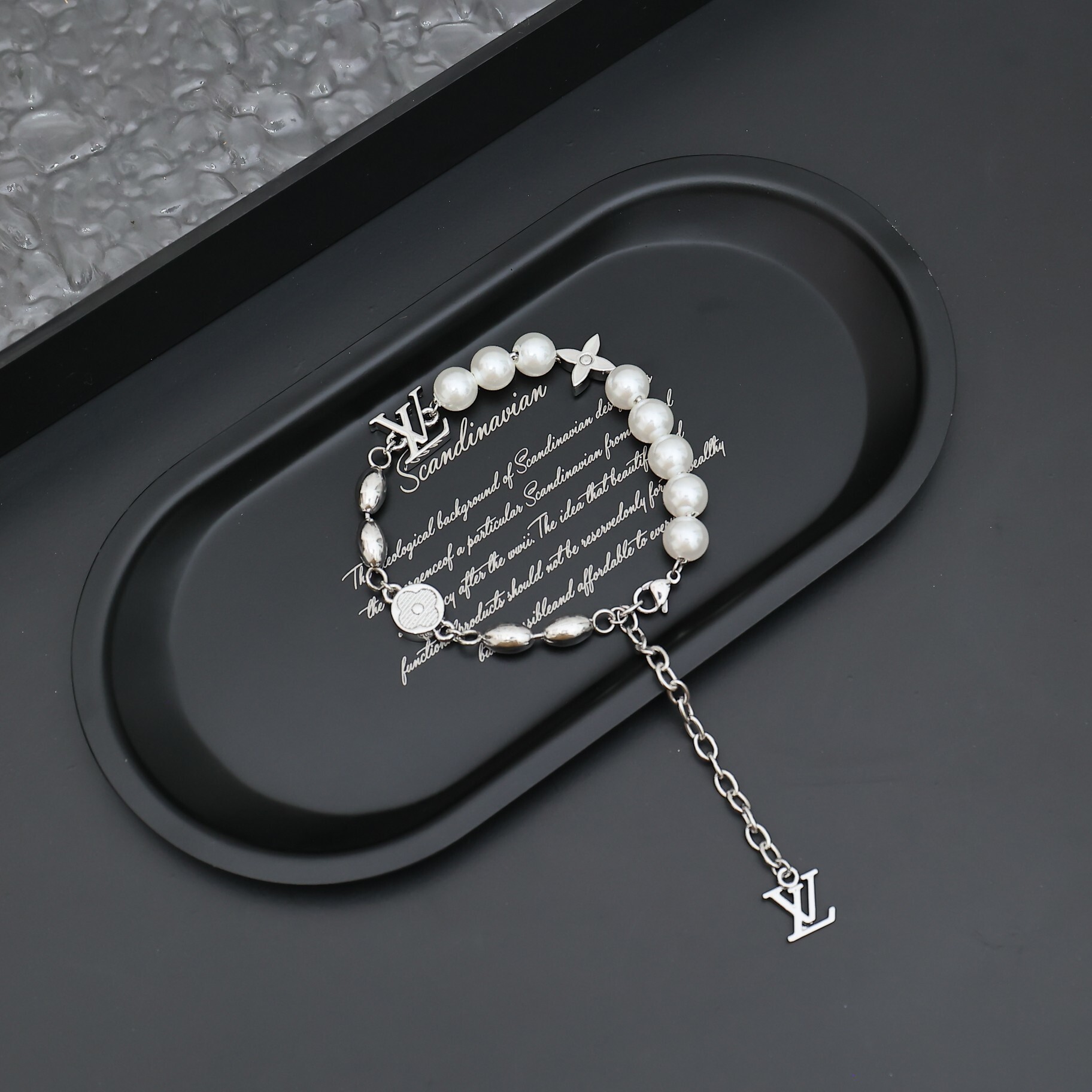 Luxury Pearl Bracelet with LV Charm – Premium Quality