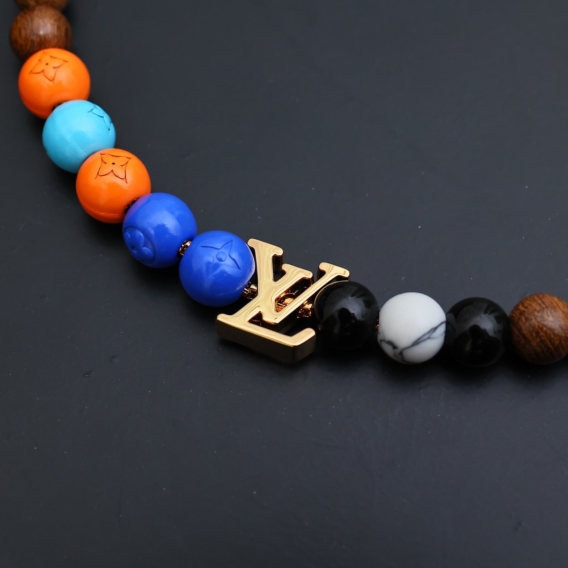 LV Gold Beads Colorful Necklace – Louis Vuitton Statement Piece