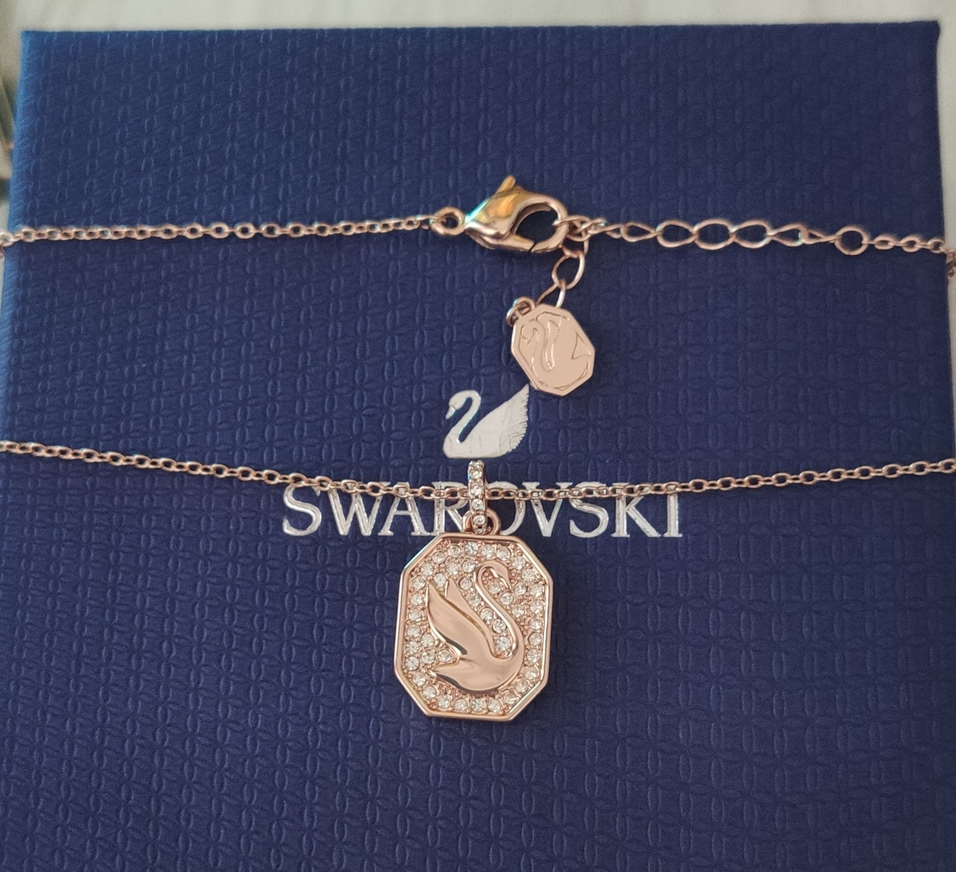 Swarovski Rose Gold Swan Pendant – Crystal Accented