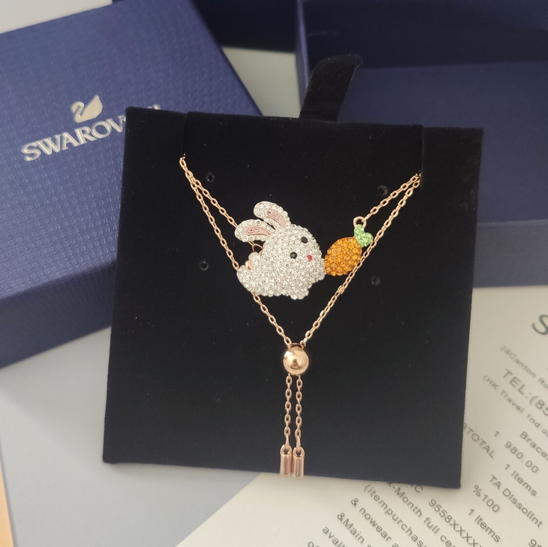 Swarovski Zodiac Rabbit Pendant, Rose Gold Tone Plated