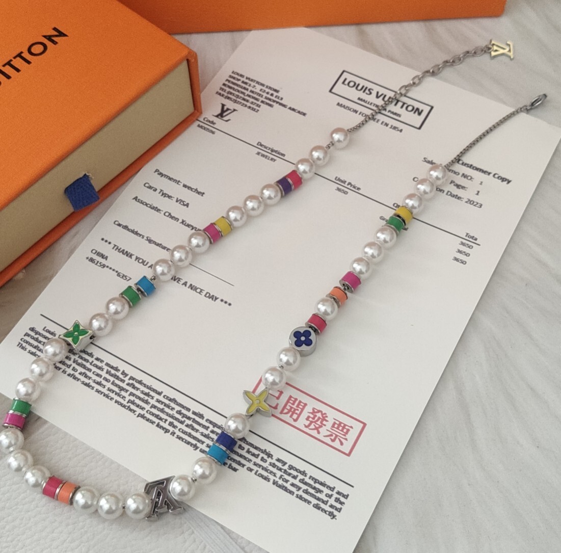 LV Multicolor Pearl Necklace – Playful Design
