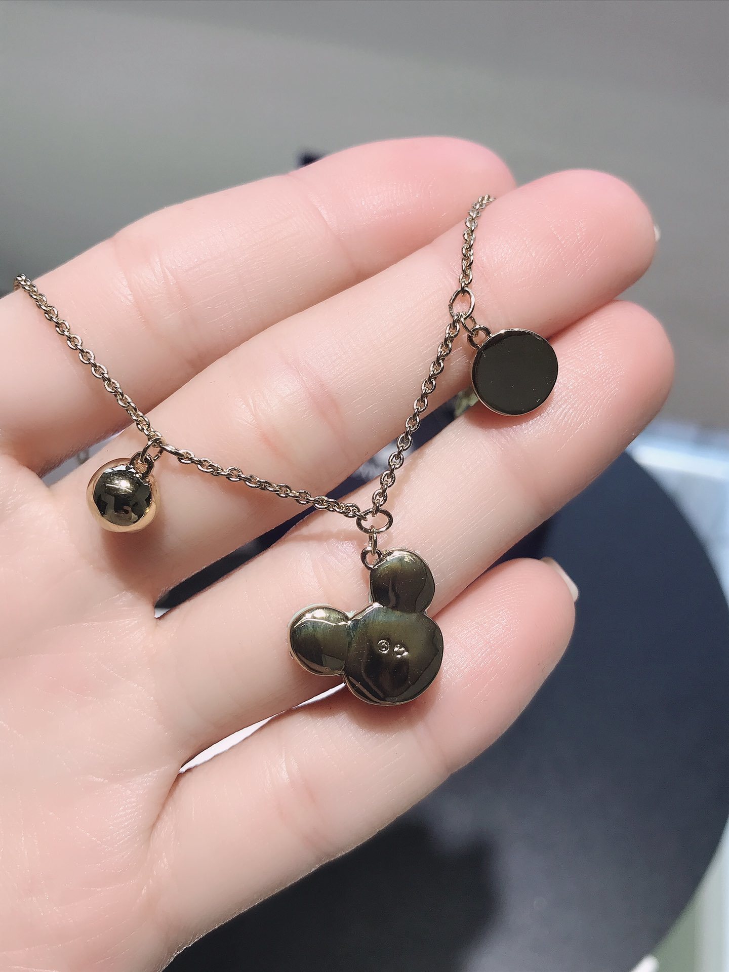 Swarovski Gold Mickey Charm Necklace – Delicate Chain Pendant