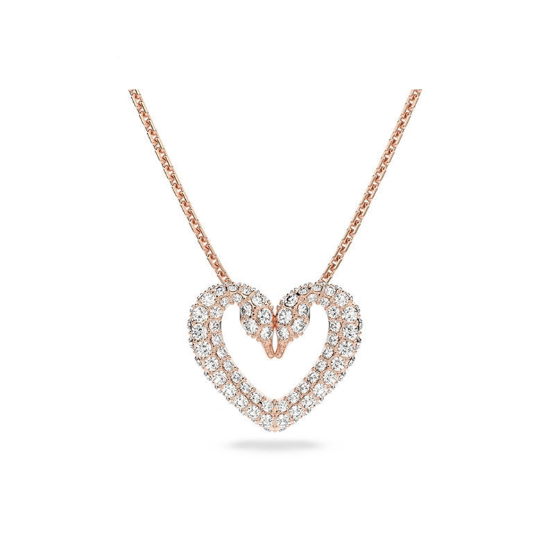 crystal Swarovski Rose Gold Heart Necklace – Swarovski Rose Gold