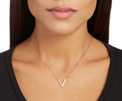 Swarovski Rose Gold V Pendant – Crystal Accent Necklace