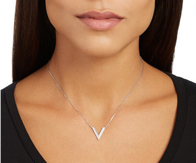 Swarovski Silver V Pendant Necklace – Minimalist Sparkle