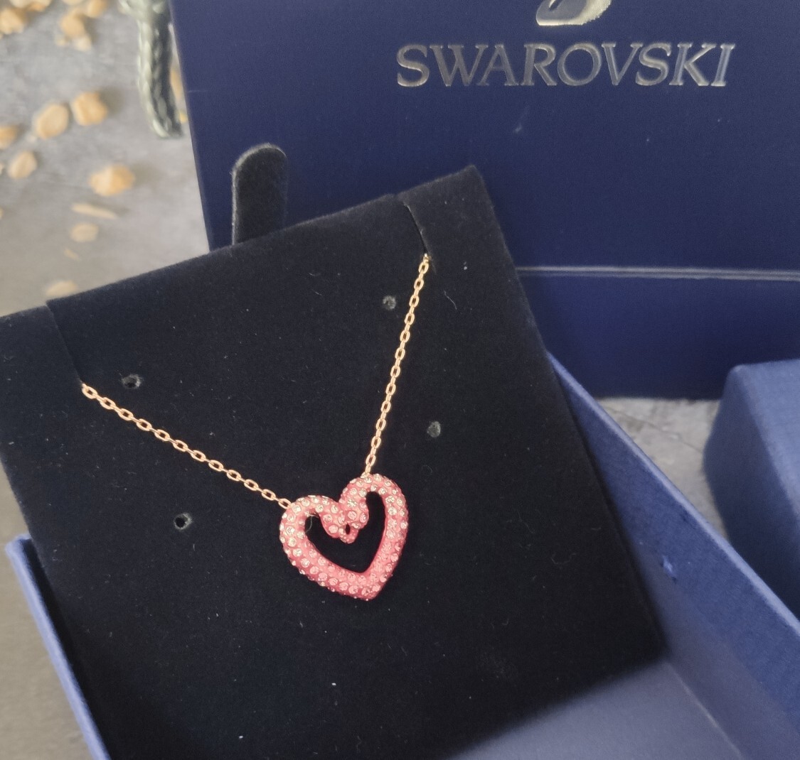 Swarovski Pink Crystal Heart Necklace – Rose Gold Plated