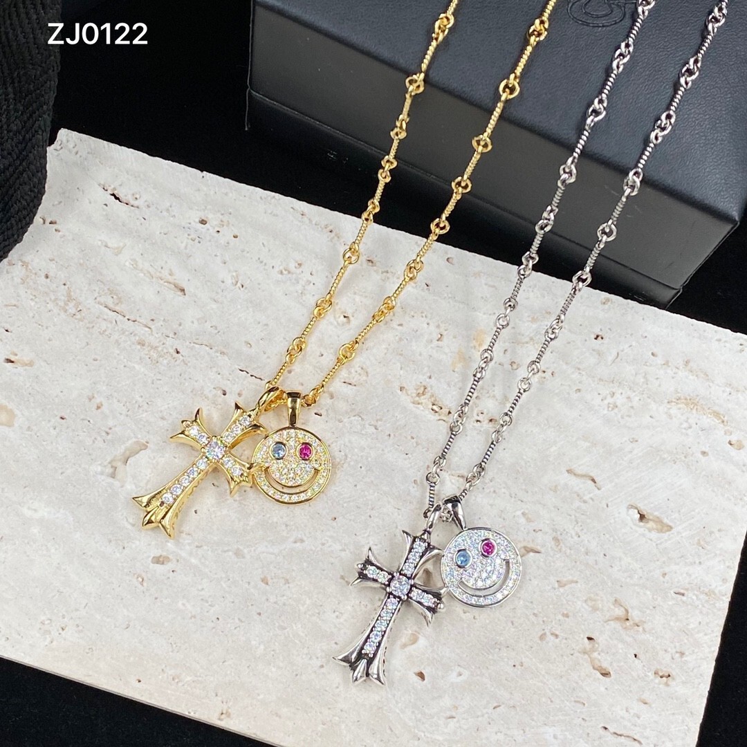 Chrome Hearts Cross Smiley Necklace – Chrome Hearts Gold & Silver