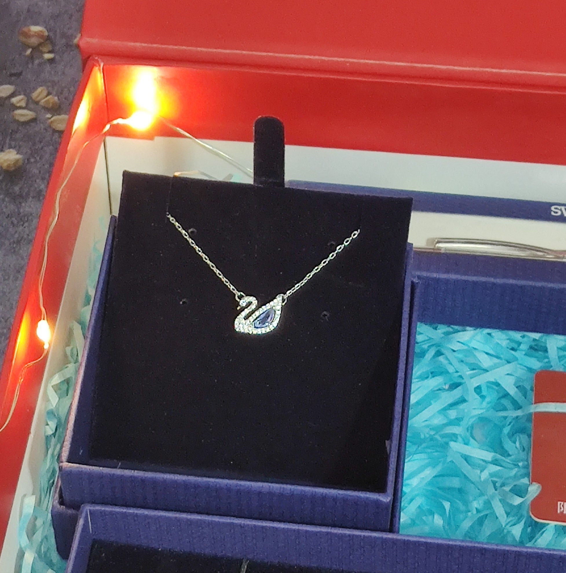 Swarovski Silver Swan Blue Crystal Necklace – Delicate Charm