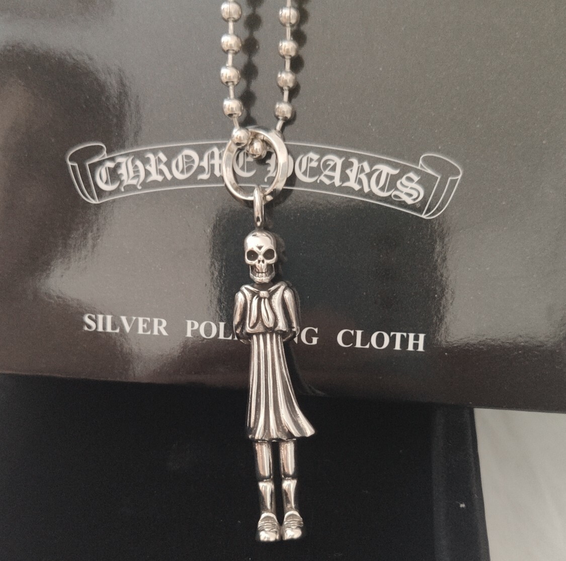 Chrome Hearts Silver Skull Priest Pendant Necklace